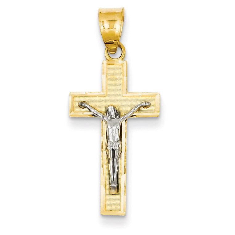 Diamond-cut Crucifix Charm 14k Two-Tone Gold D3689