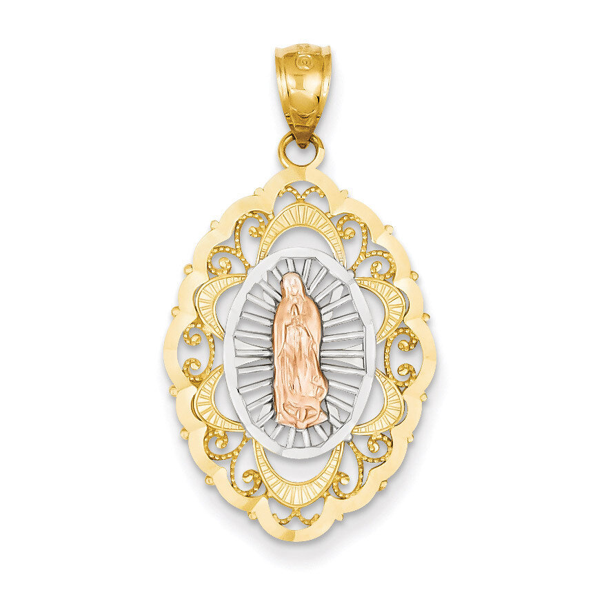 Our Lady of Guadalupe Pendant 14k Tri-Color Gold D3707