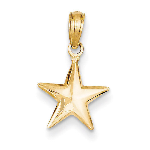 Small Polished 3-D Star Charm 14k Gold D3726