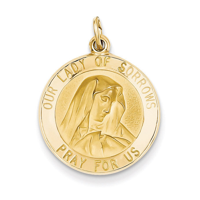 Our Lady of Sorrows Medal Pendant 14k Gold D3759