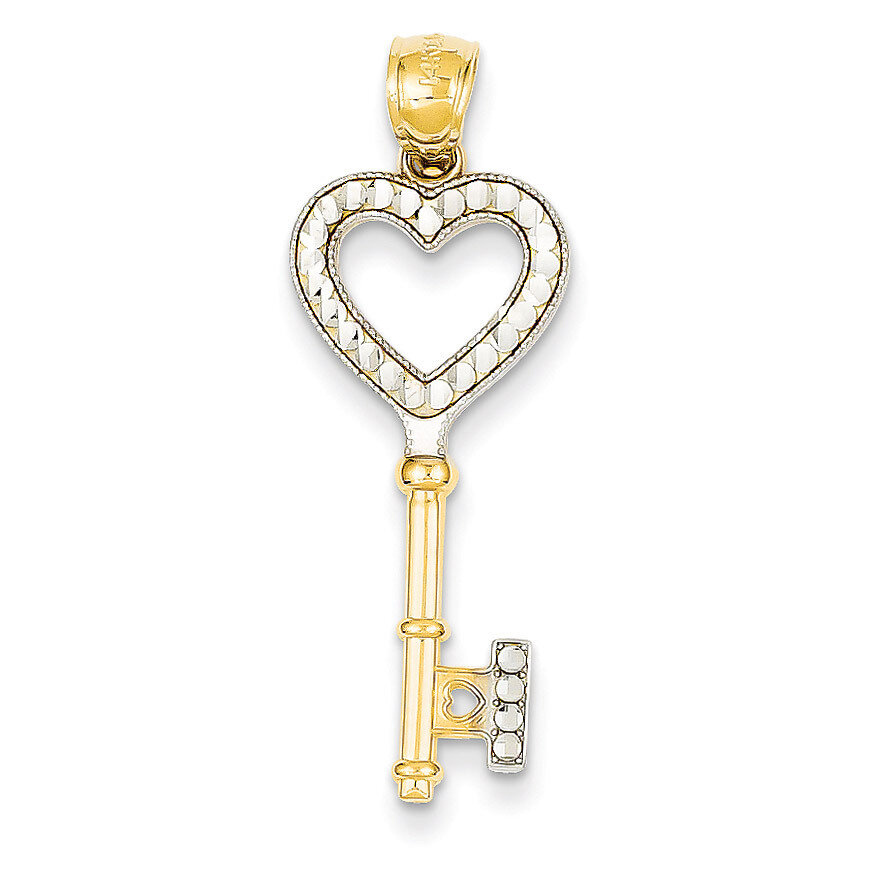 Heart Key Pendant 14K Gold & Rhodium D3851