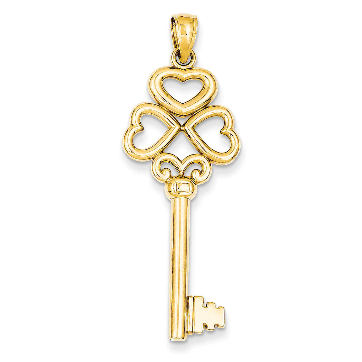 Triple Heart Key with Key to my Heart Pendant 14k Gold D3855