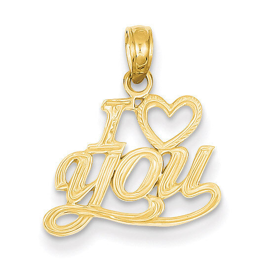 I Heart You Pendant 14k Gold Polished & Textured D3869