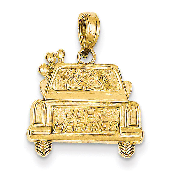 Just Married Pendant 14k Gold Polished & Textured D3887