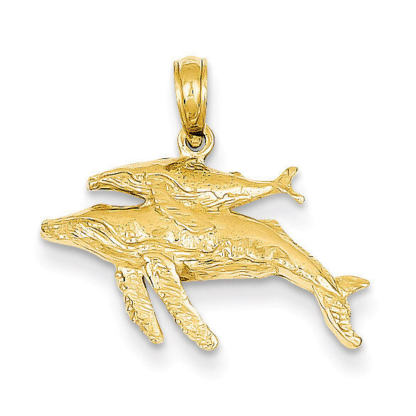 Mother and Baby Humpback Whale Pendant 14k Gold D4130