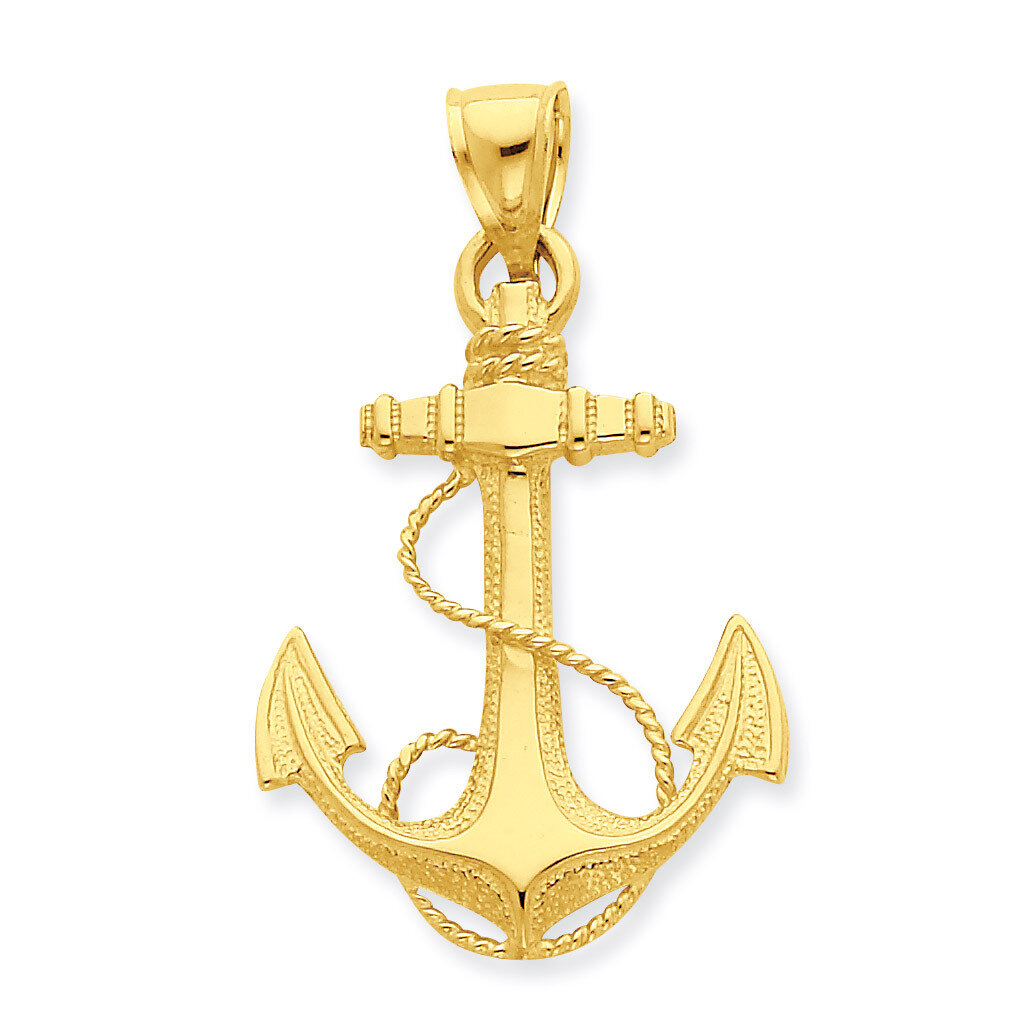 2-D Anchor with Rope Pendant 14k Gold D4165