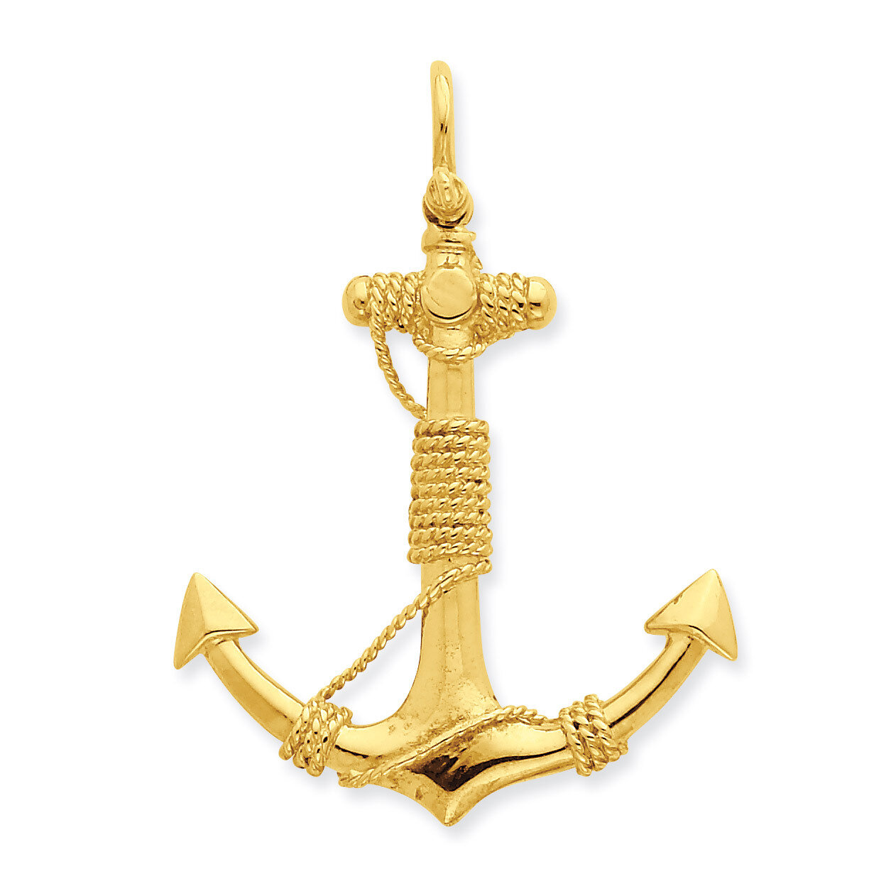 3-D Solid Anchor with Rope Pendant 14k Gold D4166