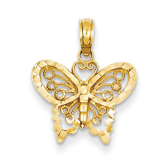 Butterfly Pendant 14k Gold Diamond-cut D4207
