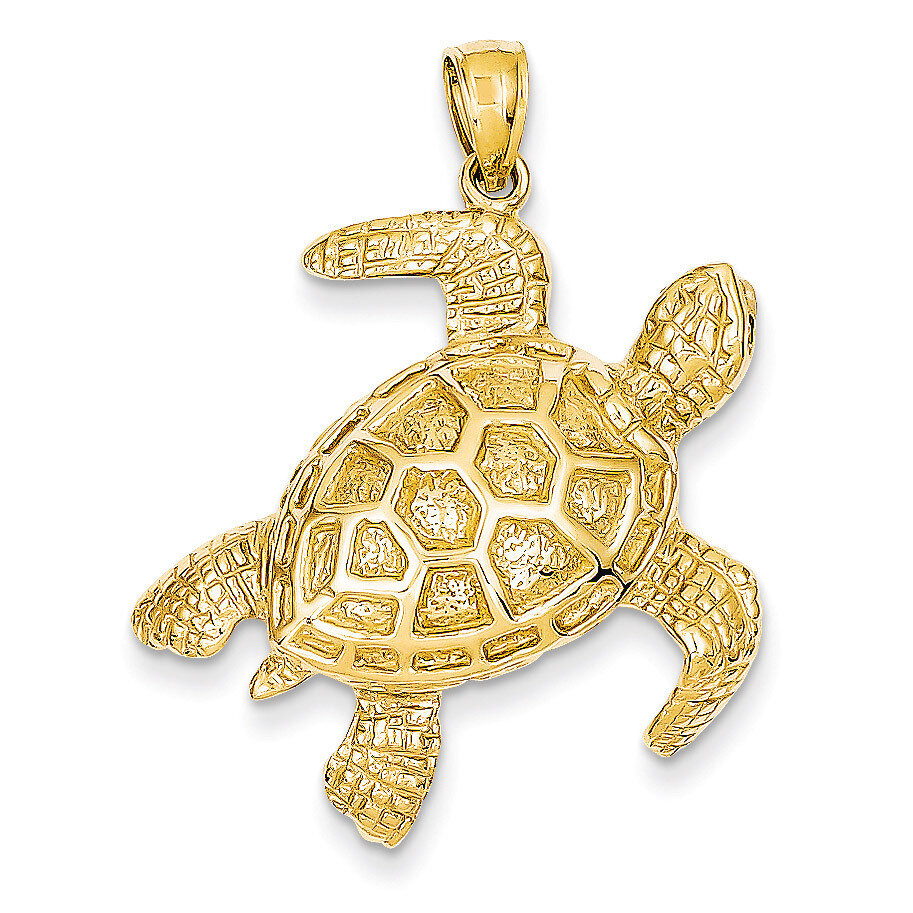 2-D Sea Turtle Pendant 14k Gold D4221