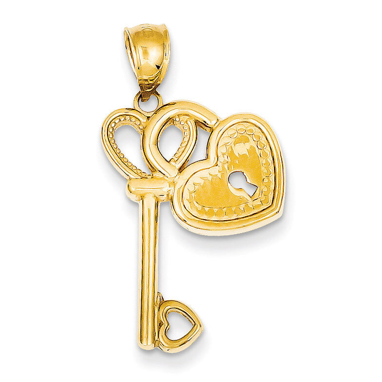 Heart Key & Lock Pendant 14k Gold D4362