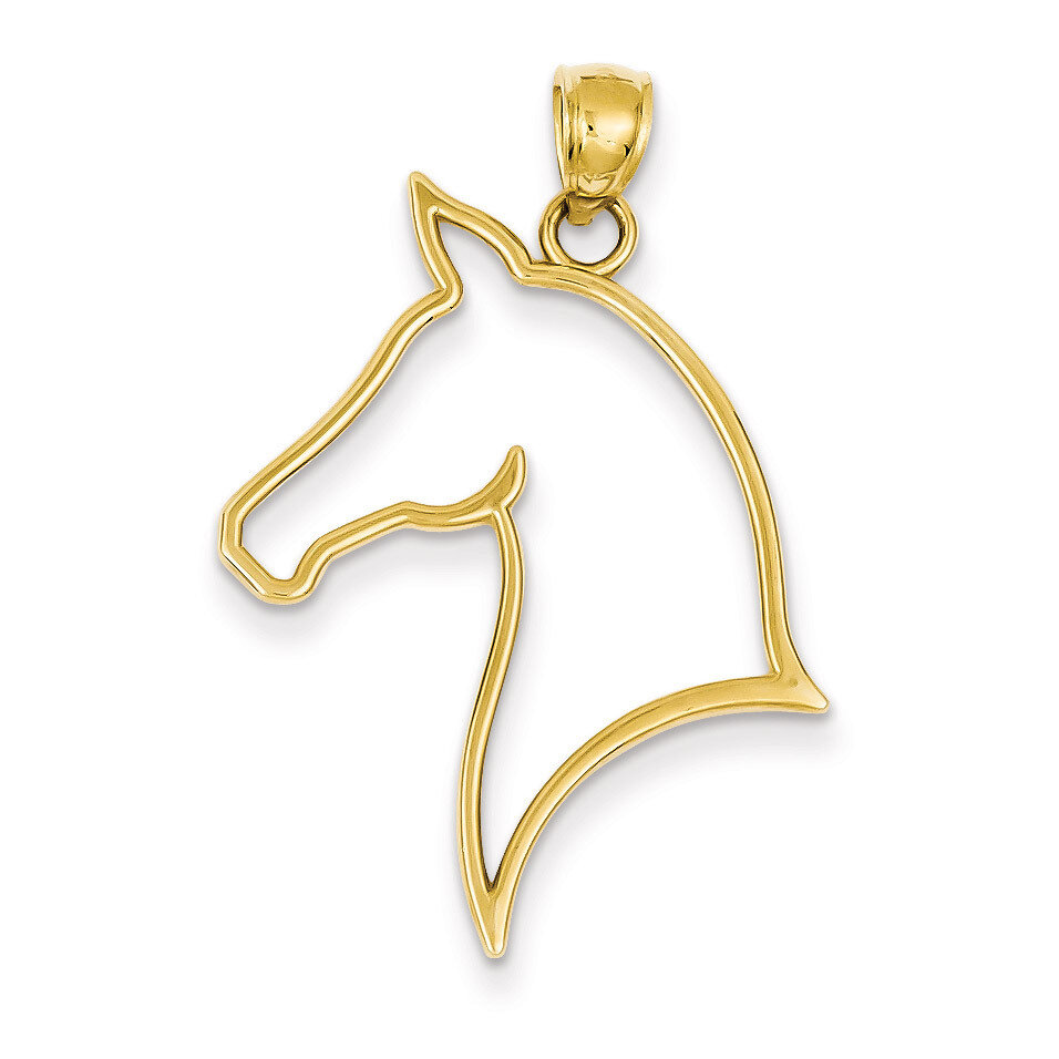 Cut Out Horse Head Pendant 14k Gold Polished D4384