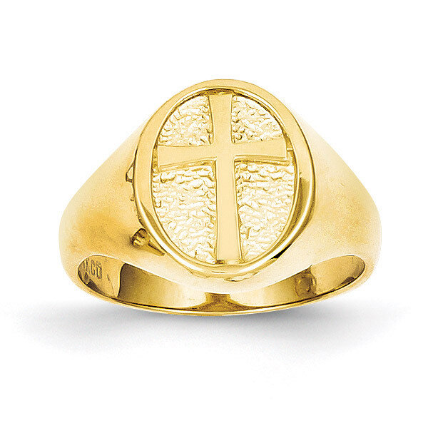 Eternal Life Cross Ring 14k Gold Polished D79