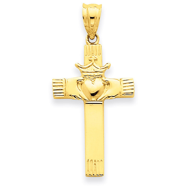 Claddagh Cross Pendant 14k Gold D853