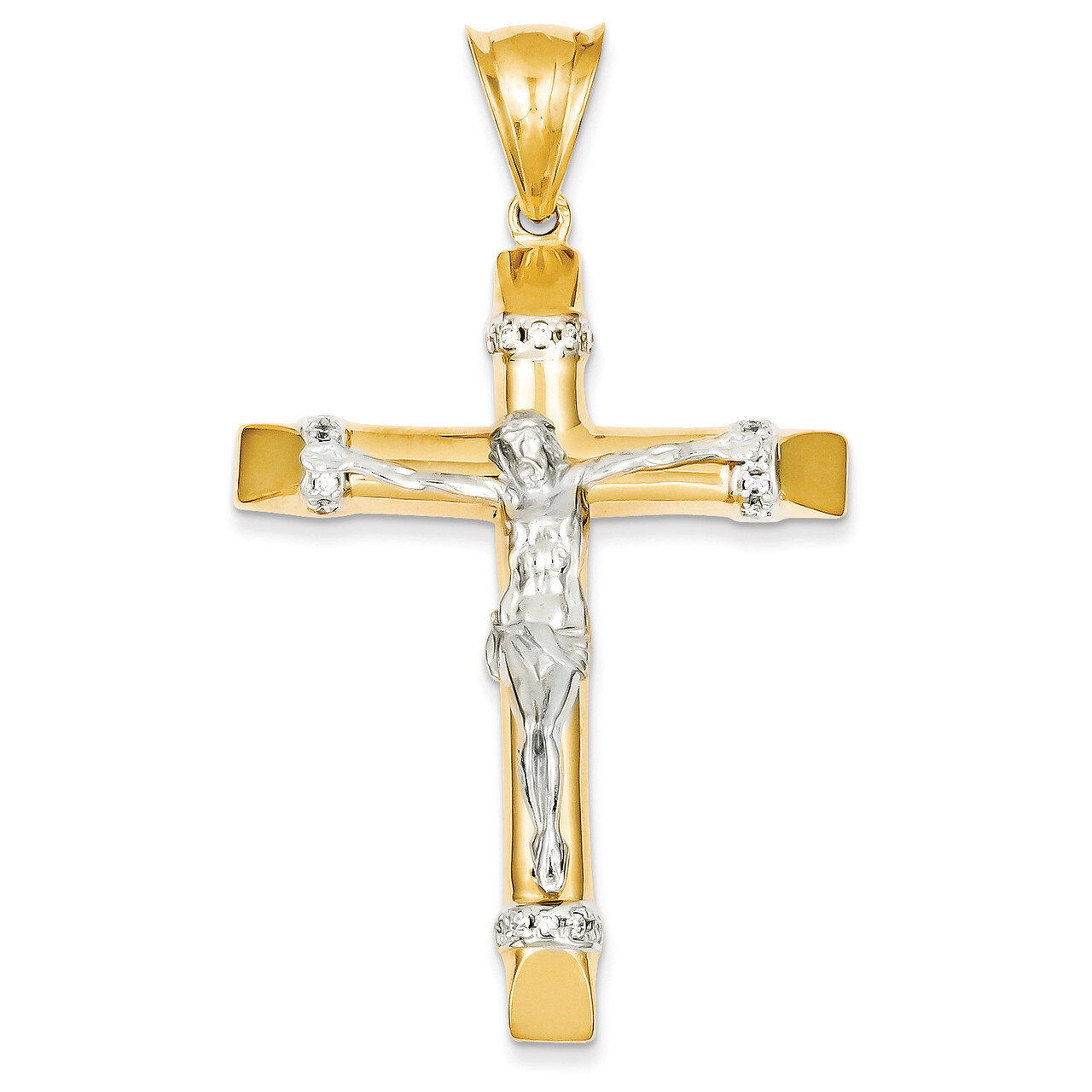 Synthetic Diamond Crucifix Pendant 14k Two-Tone Gold D889, MPN: D889, 191101179037