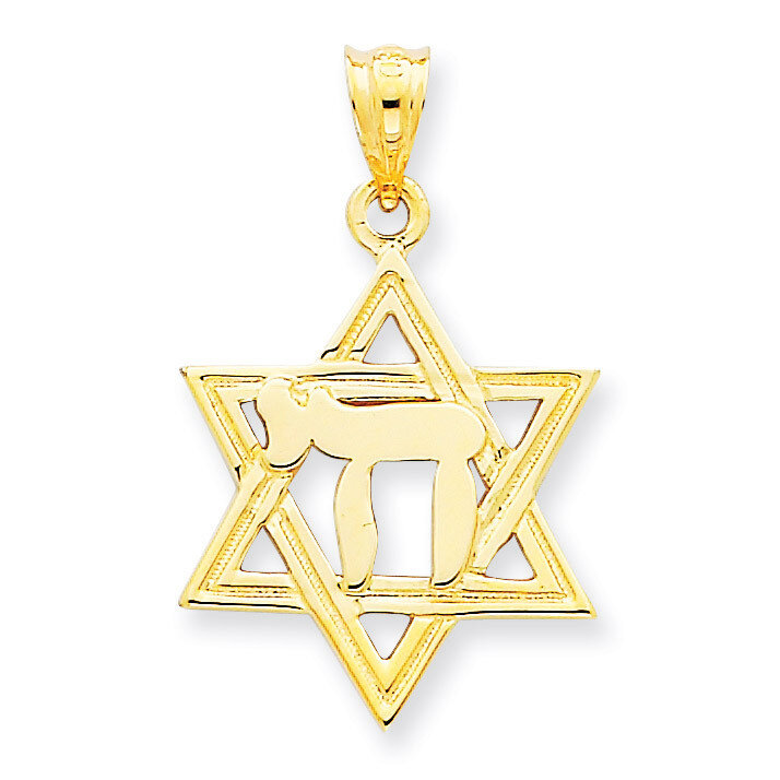 Polish Chai in Star of David Charm 14k Gold Solid D893