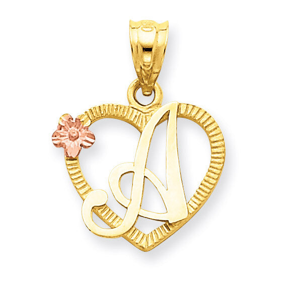 Initial A in Heart Charm 14k Two-Tone Gold D898A
