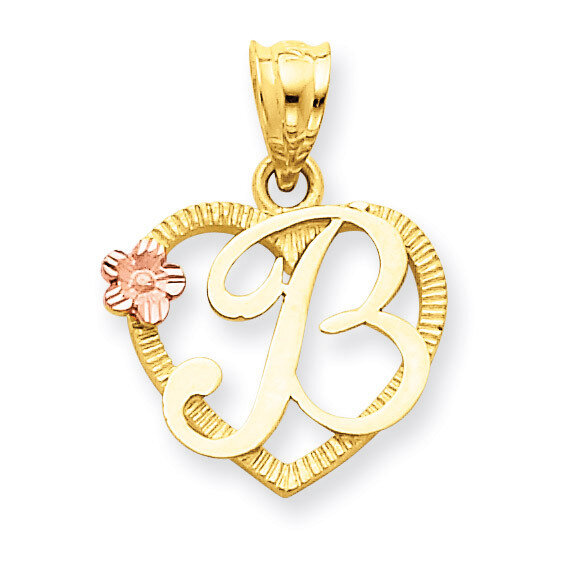 Initial B in Heart Charm 14k Two-Tone Gold D898B