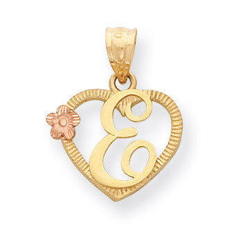 Initial E in Heart Charm 14k Two-Tone Gold D898E