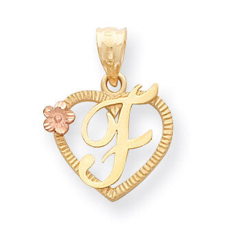 Initial F in Heart Charm 14k Two-Tone Gold D898F
