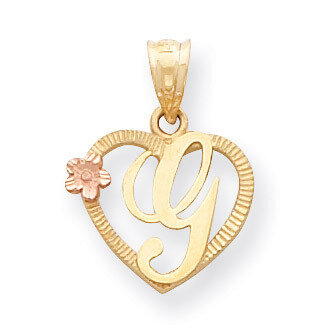 Initial G in Heart Charm 14k Two-Tone Gold D898G