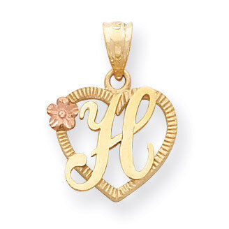 Initial H in Heart Charm 14k Two-Tone Gold D898H