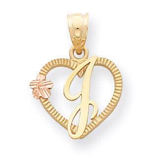 Initial J in Heart Charm 14k Two-Tone Gold D898J
