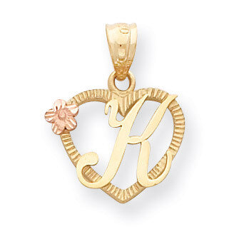 Initial K in Heart Charm 14k Two-Tone Gold D898K