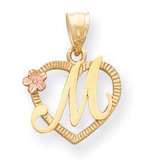 Initial M in Heart Charm 14k Two-Tone Gold D898M