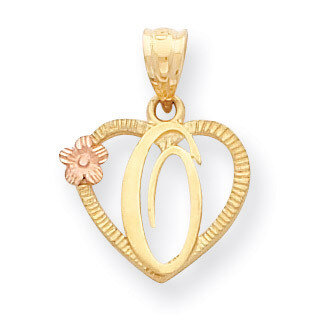 Initial O in Heart Charm 14k Two-Tone Gold D898O