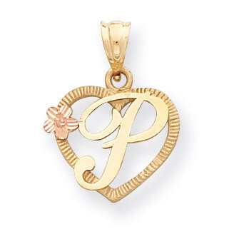 Initial P in Heart Charm 14k Two-Tone Gold D898P