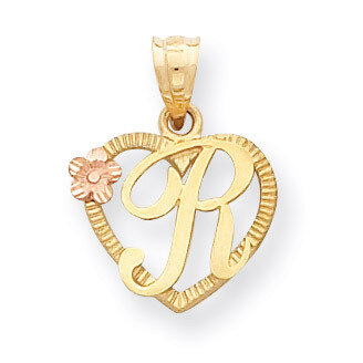 Initial R in Heart Charm 14k Two-Tone Gold D898R