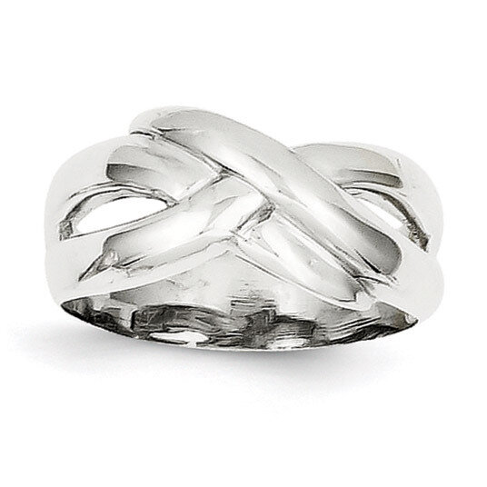 Polished X Dome Ring 14k White Gold D906