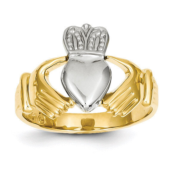 Mens Two-tone Claddagh Ring 14k Gold D97