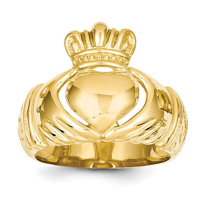 Domed Claddagh Ring 14k Gold Polished D983