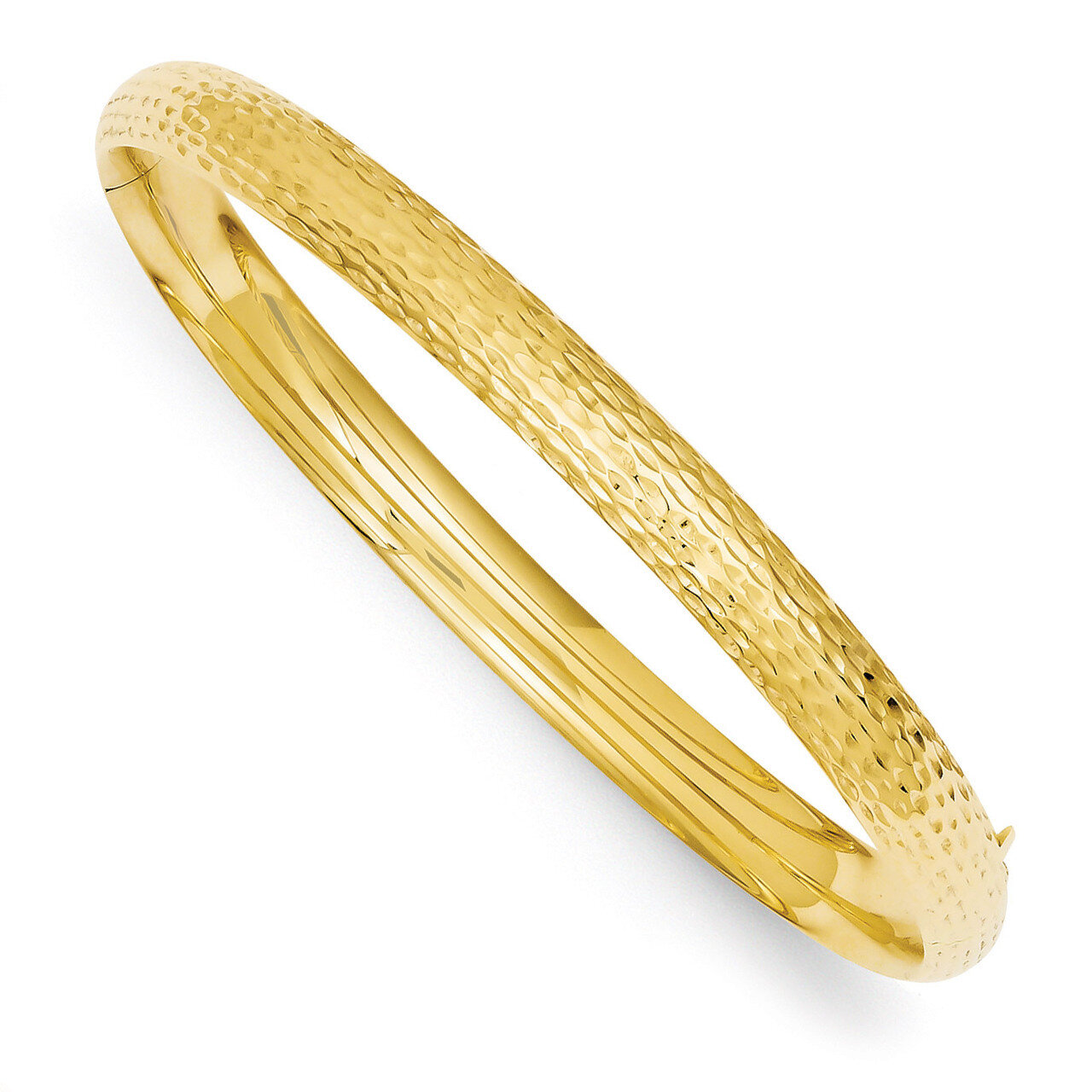 4/16 Diamond-cut Fancy Hinged Bangle Bracelet 14k Gold DB103