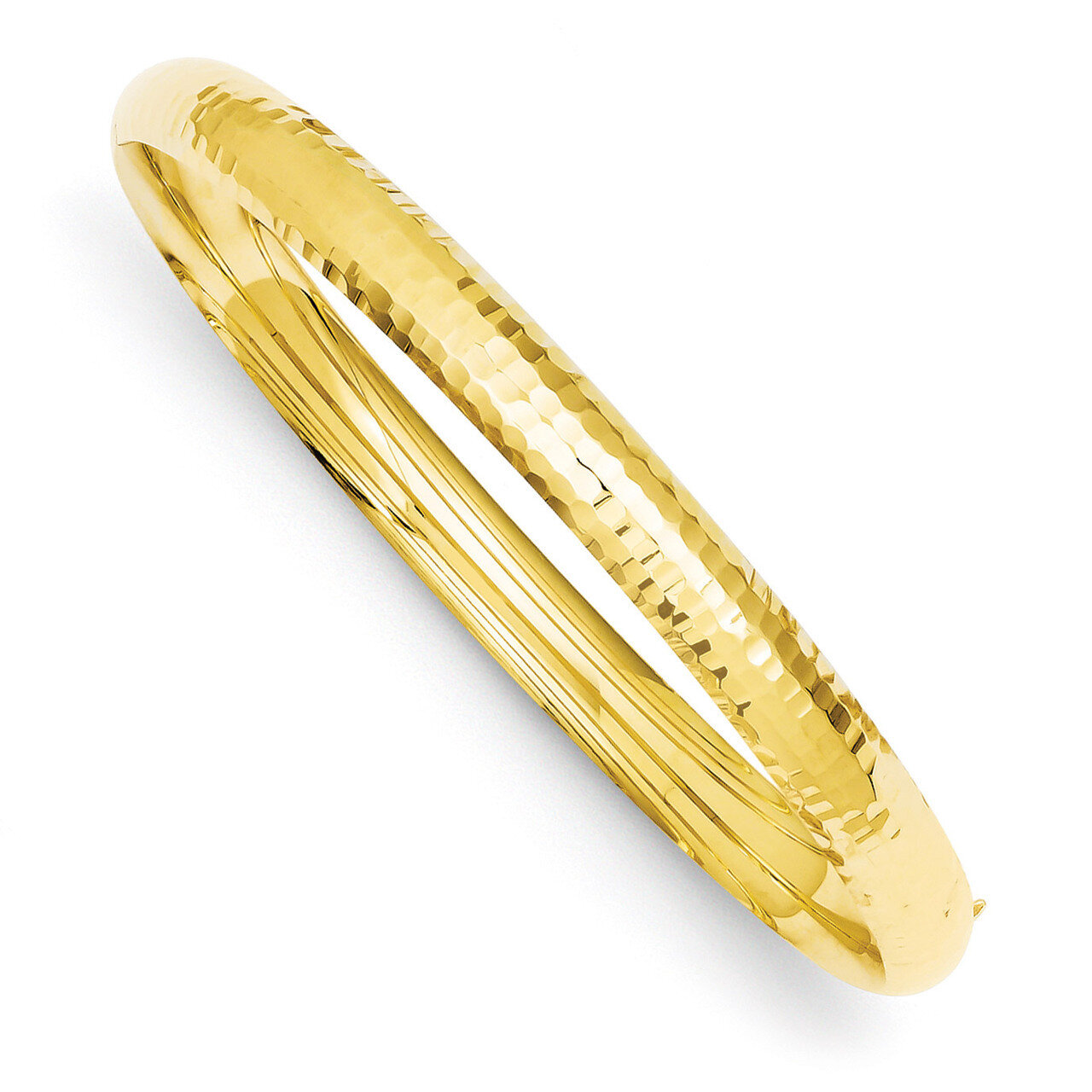 4/16 Hammered Fancy Hinged Bangle Bracelet 14k Gold DB107