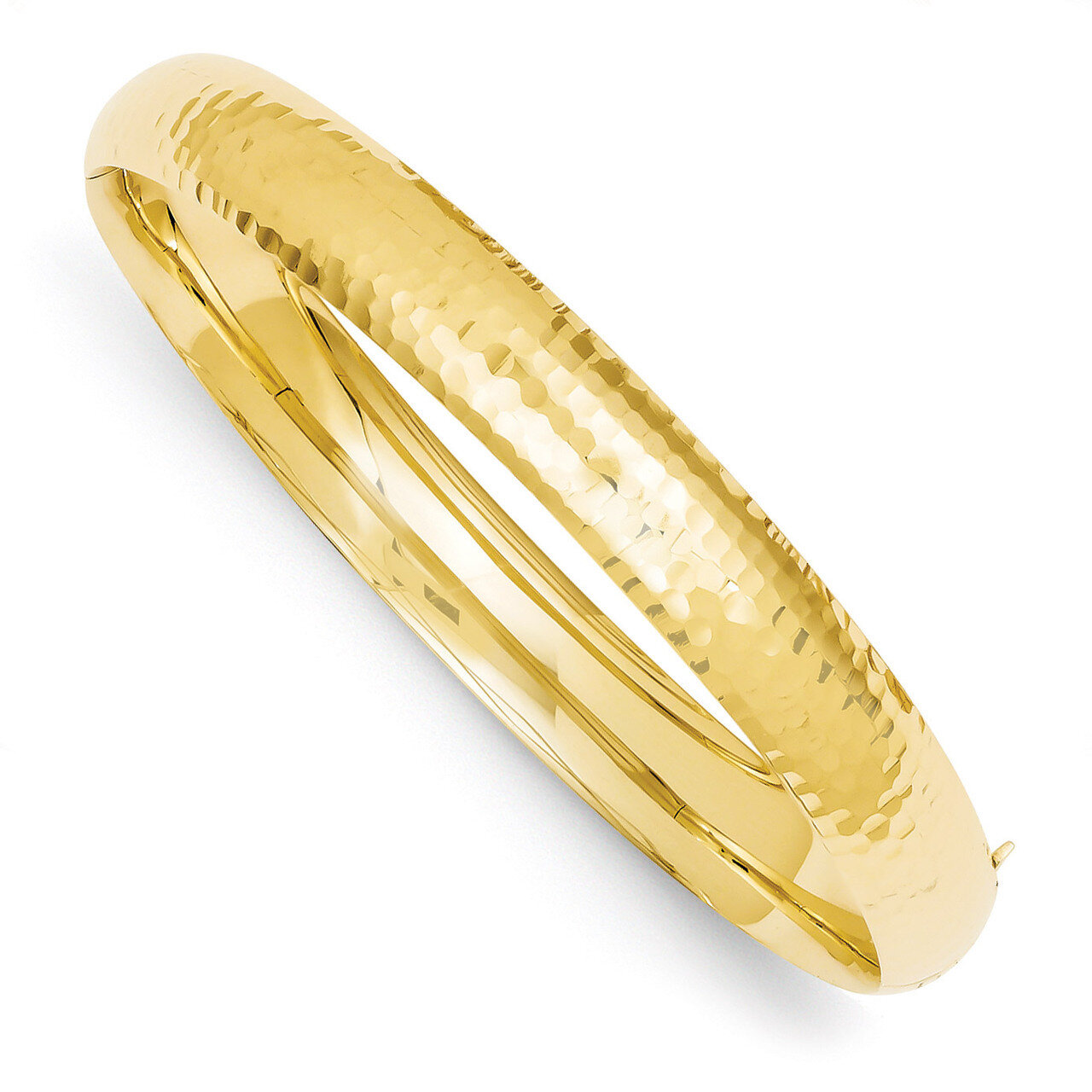 5/16 Hammered Fancy Hinged Bangle Bracelet 14k Gold DB108
