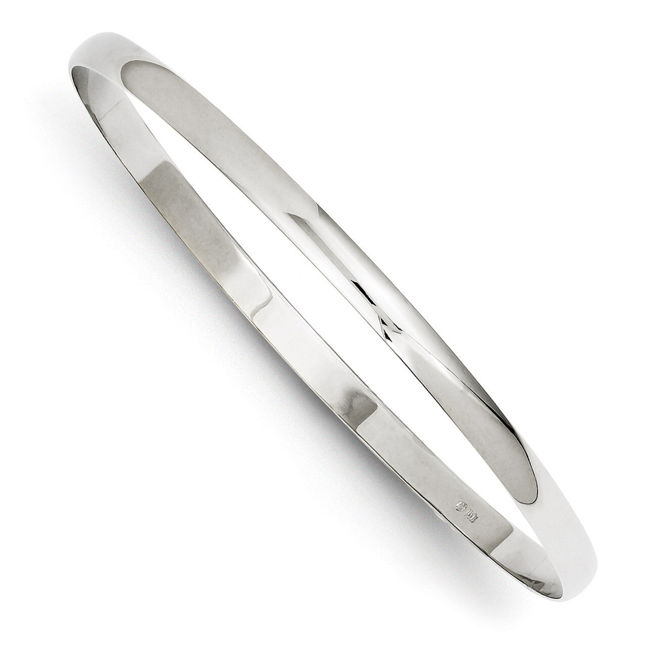 4mm Solid Polished Half-Round Slip-On Bangle 14k White Gold DB315, MPN: DB315, 886774094601