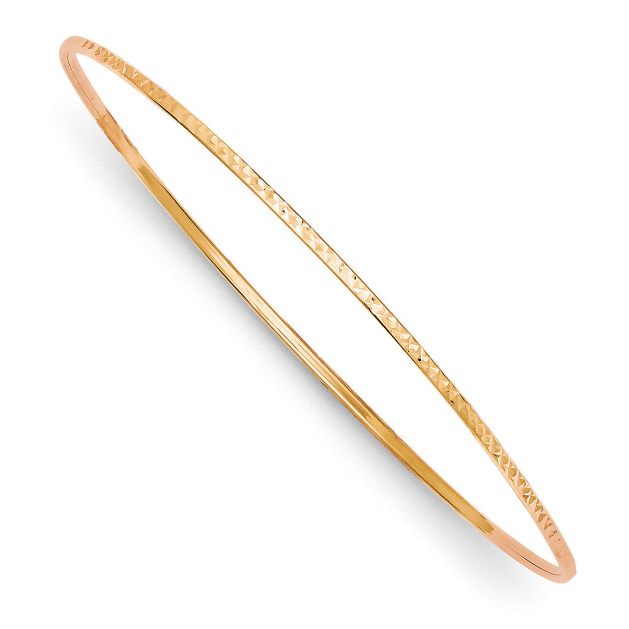 14k 1.5mm Rose Gold Diamond-Cut Slip-on Bangle Bracelet DB545