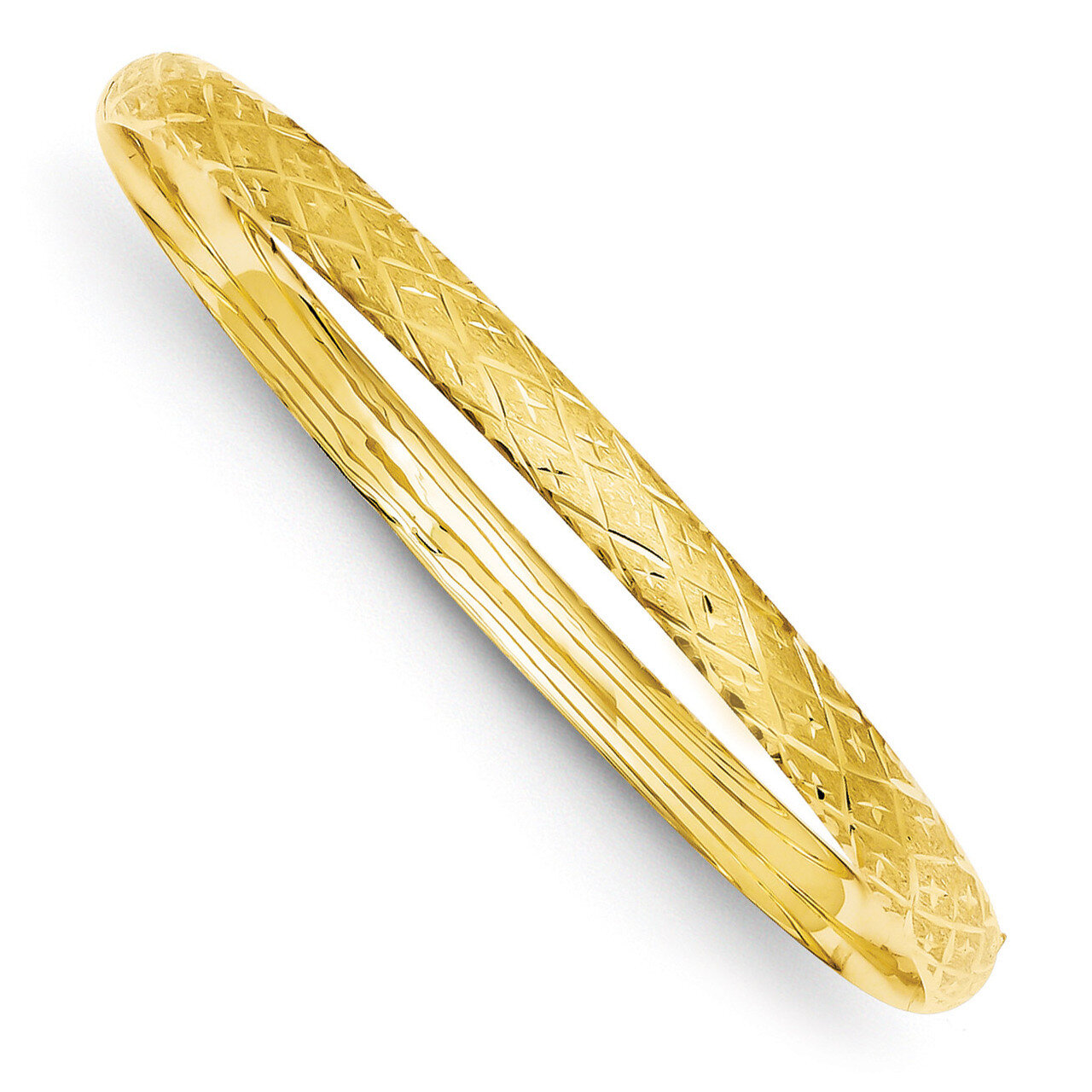 3/16 Diamond-cut Fancy Hinged Bangle Bracelet 14k Gold DB94