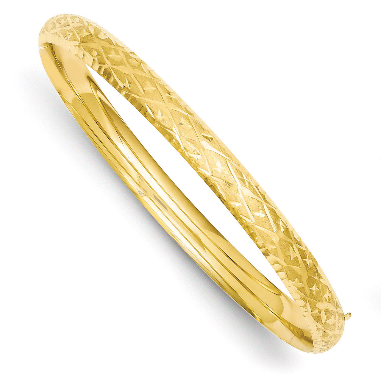 4/16 Diamond-cut Fancy Hinged Bangle Bracelet 14k Gold DB95