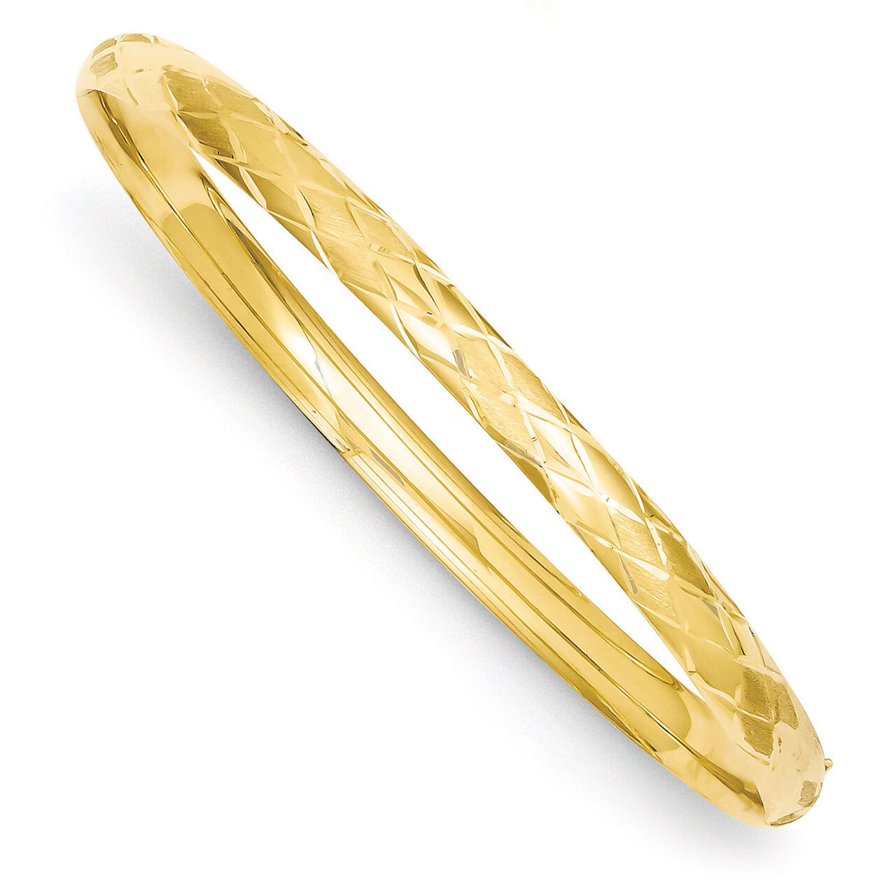 3/16 Diamond-cut Fancy Hinged Bangle Bracelet 14k Gold DB98