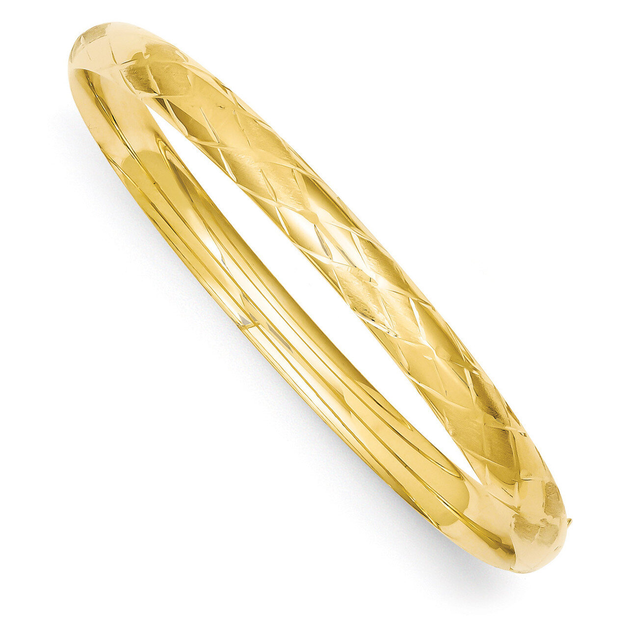 4/16 Diamond-cut Fancy Hinged Bangle Bracelet 14k Gold DB99