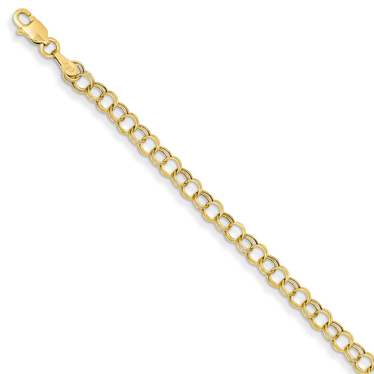 Hollow Double Link Charm Bracelet 7 Inch 14k Gold DO350-7