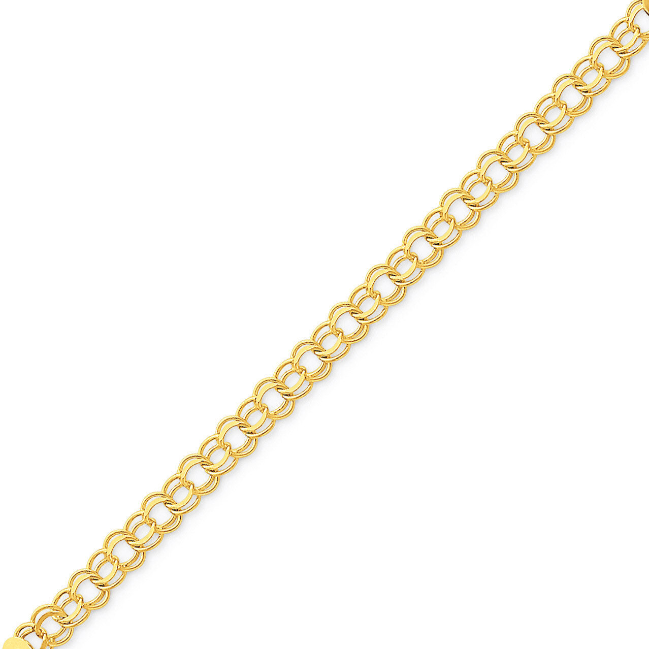 Double Link Charm Bracelet 7 Inch 14k Gold DO504-7