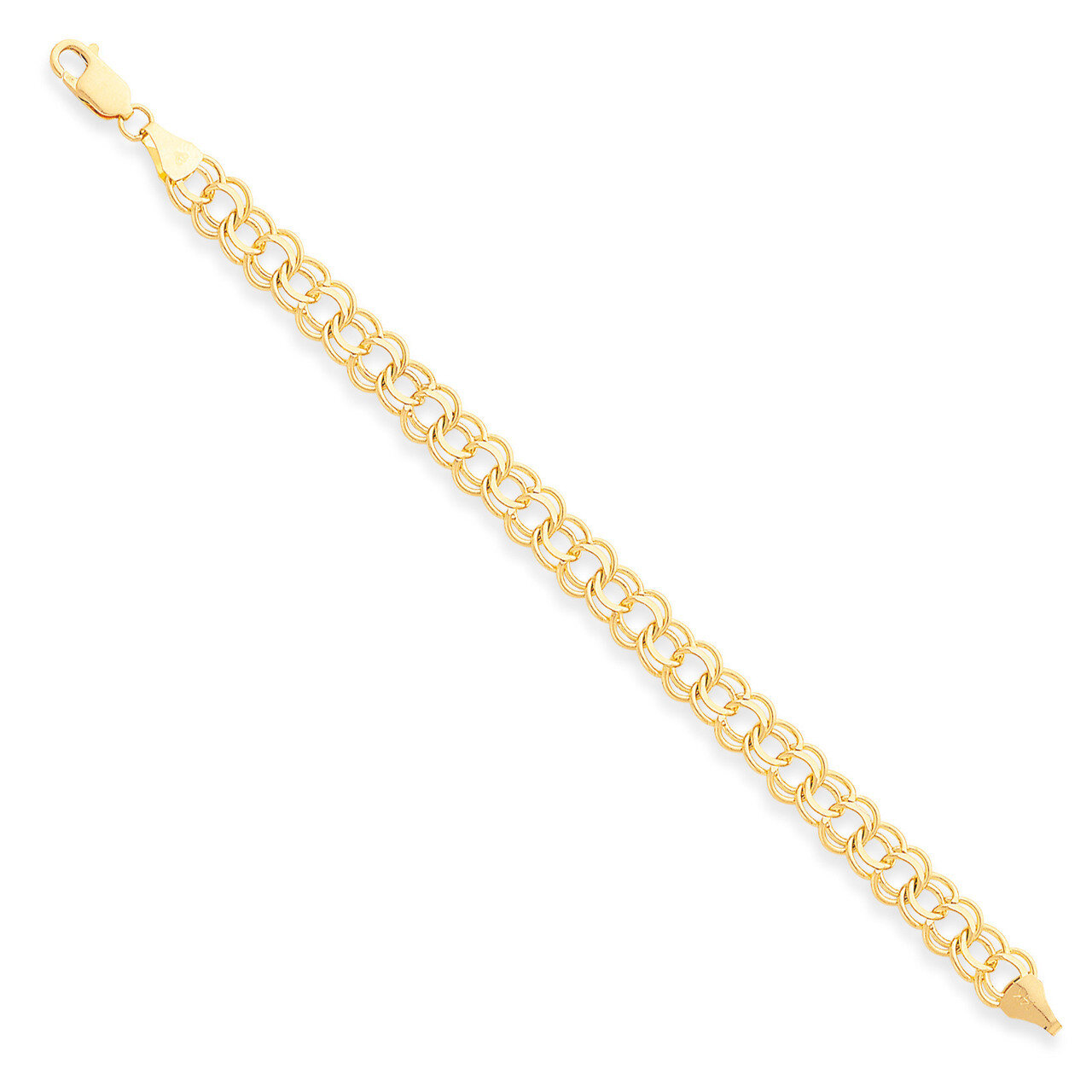 Double Link Charm Bracelet 7 Inch 14k Gold DO505-7