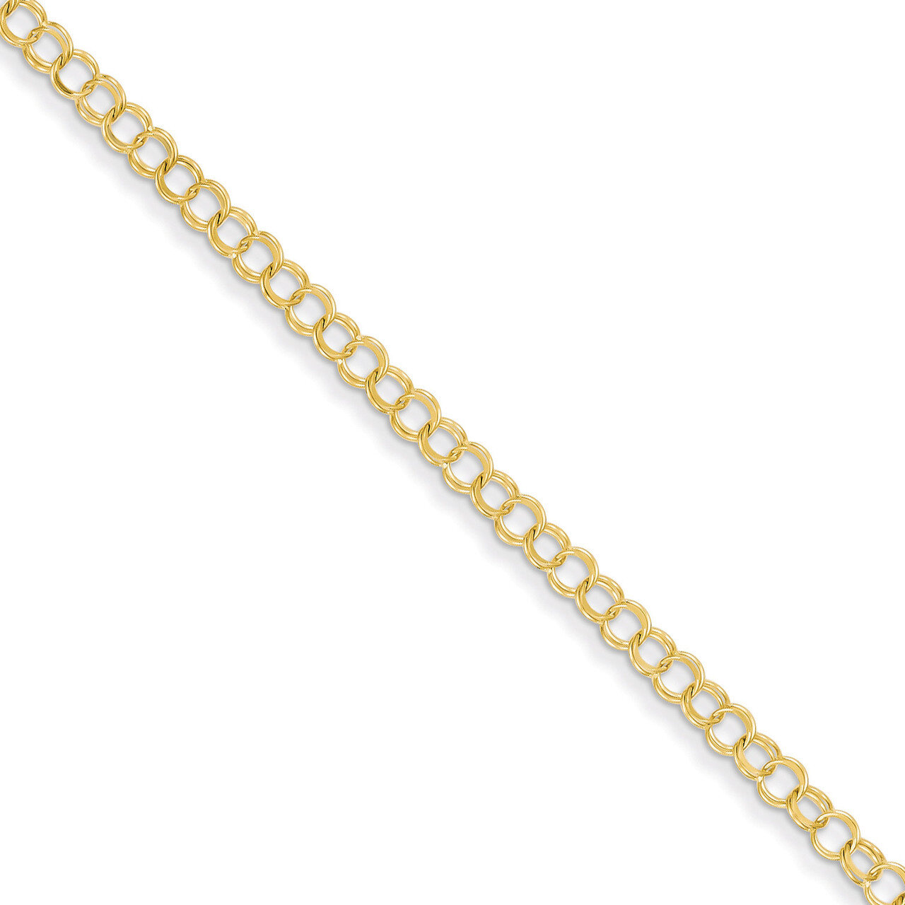 Double Link Charm Bracelet 7 Inch 14k Gold Solid DO507-7
