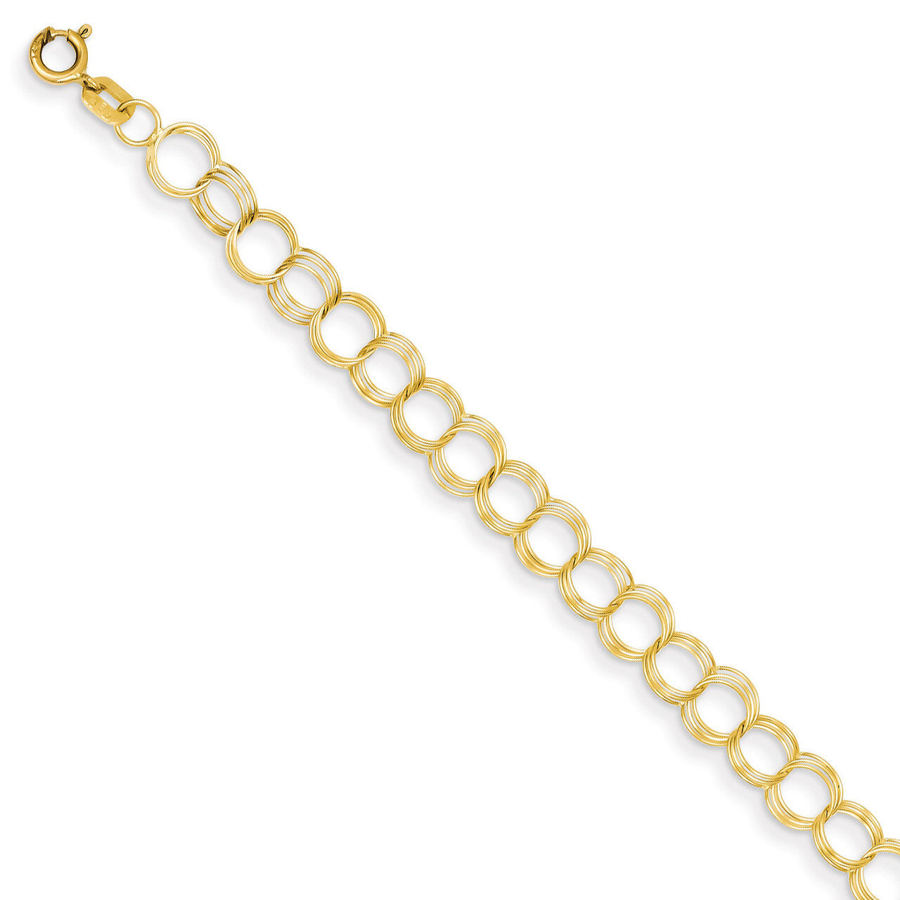 Triple Link Charm Bracelet 8 Inch 14k Gold Solid DO530-8