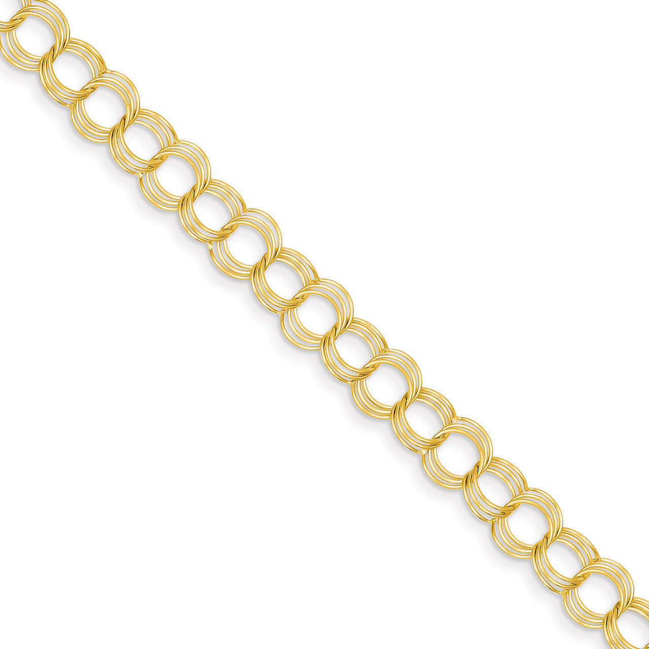 Triple Link Charm Bracelet 7 Inch 14k Gold Solid DO531-7