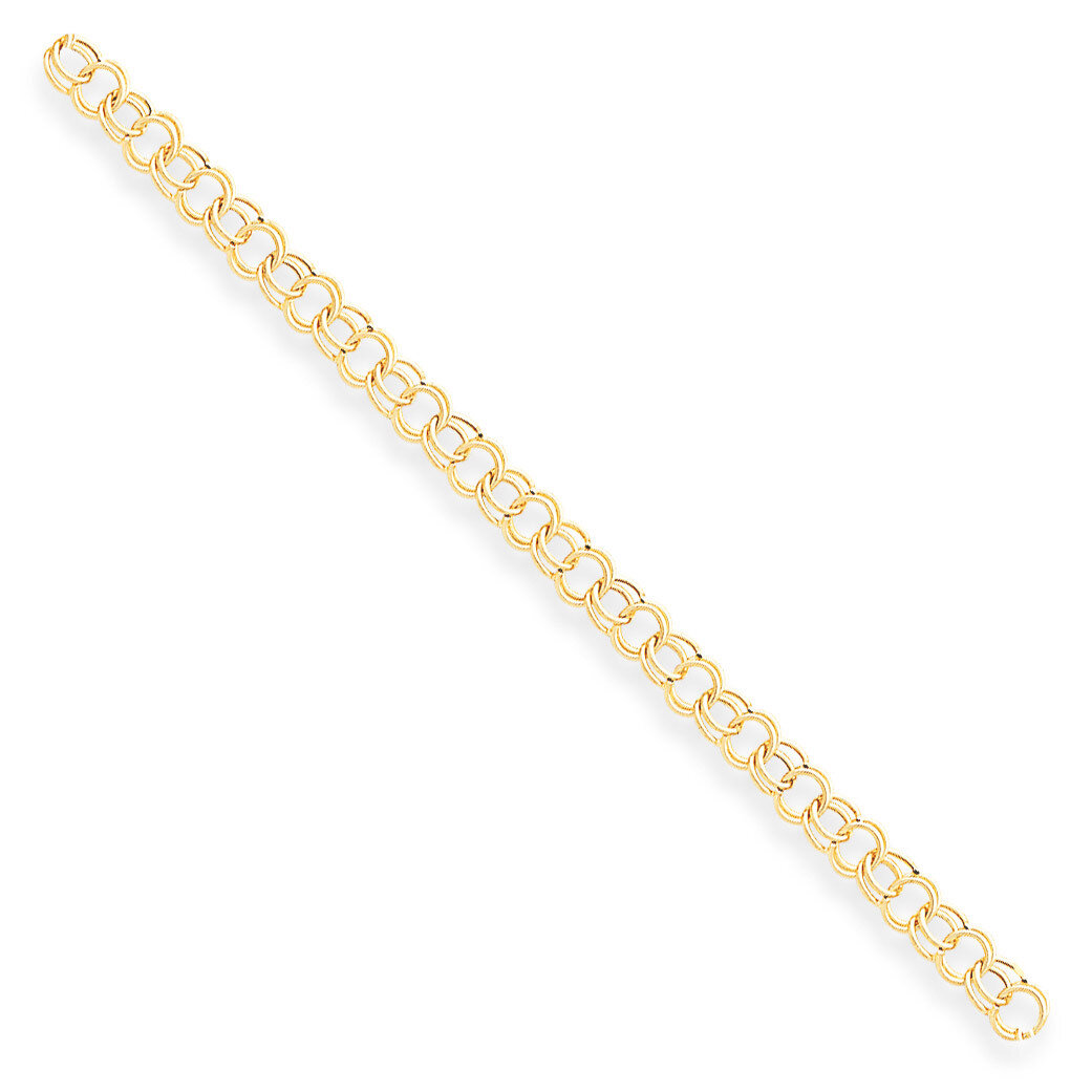 Hollow Double Link Charm Bracelet 7 Inch 14k Gold DO540-7
